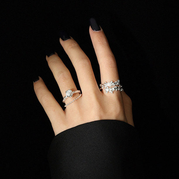 Irregular Cross Fashion 925 Sterling Silver Adjustable Ring SILVERBENE