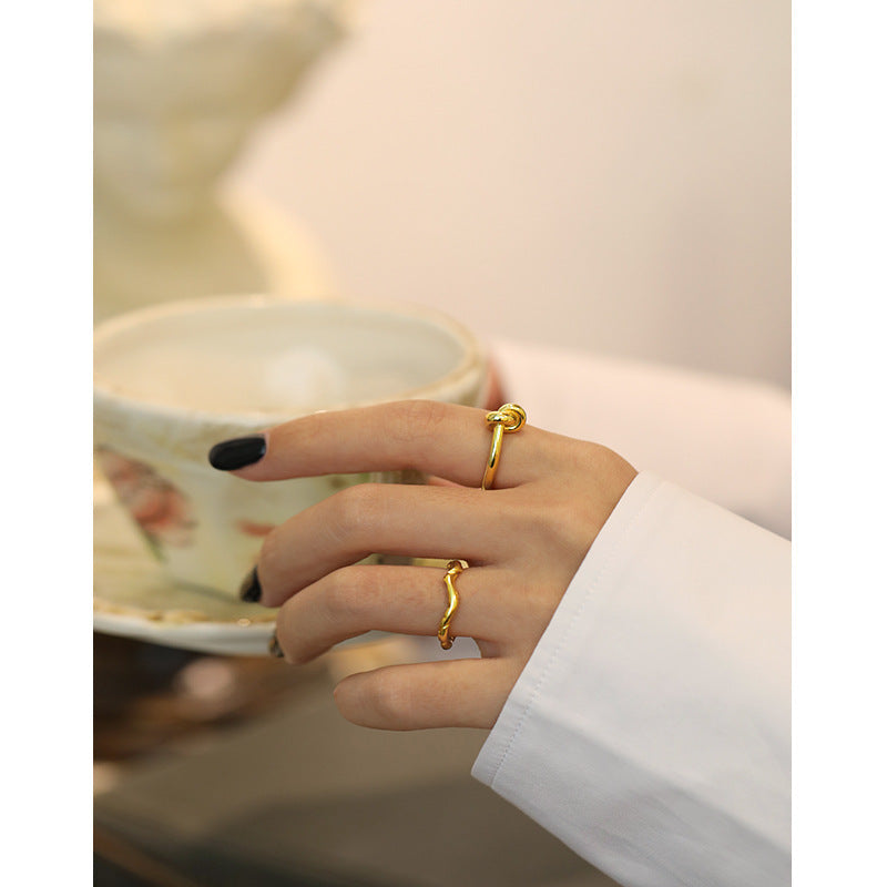 Simple Irregular Wave New 925 Sterling Silver Ring SILVERBENE