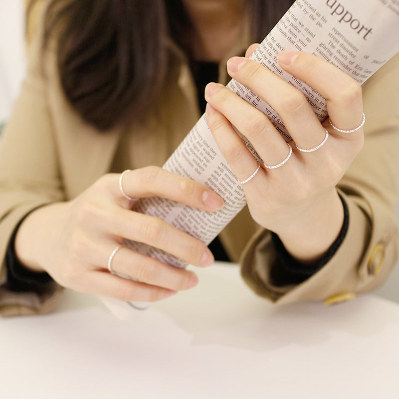 Minimalist Shining Thin 925 Sterling Silver Ring SILVERBENE