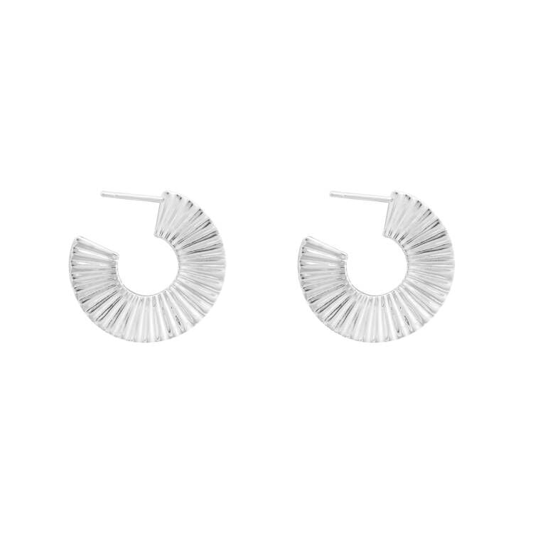 Women Sector Circle 925 Sterling Silver Hoop Earrings SILVERBENE