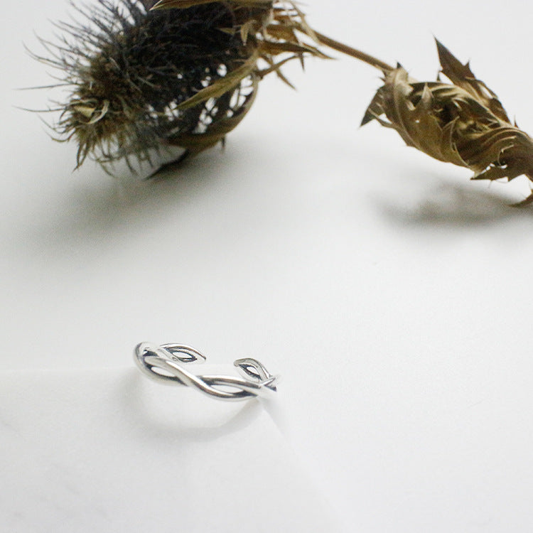 Double Twist Adjustable 925 Sterling Silver Ring SILVERBENE