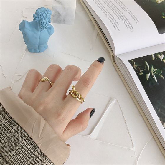 Simple Twisted Wave 925 Sterling Silver Adjustable Ring SILVERBENE