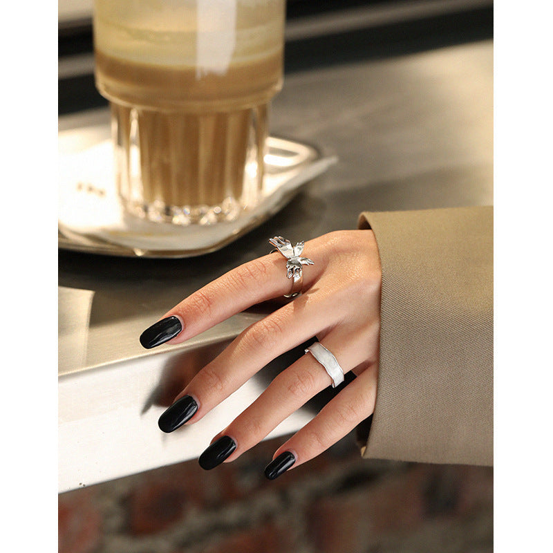 Women Flying Butterfly 925 Sterling Silver Adjustable Ring SILVERBENE