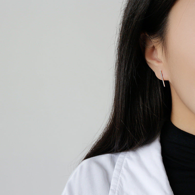 Minimalist Geometry Strip 925 Sterling Silver Stud Earrings SILVERBENE