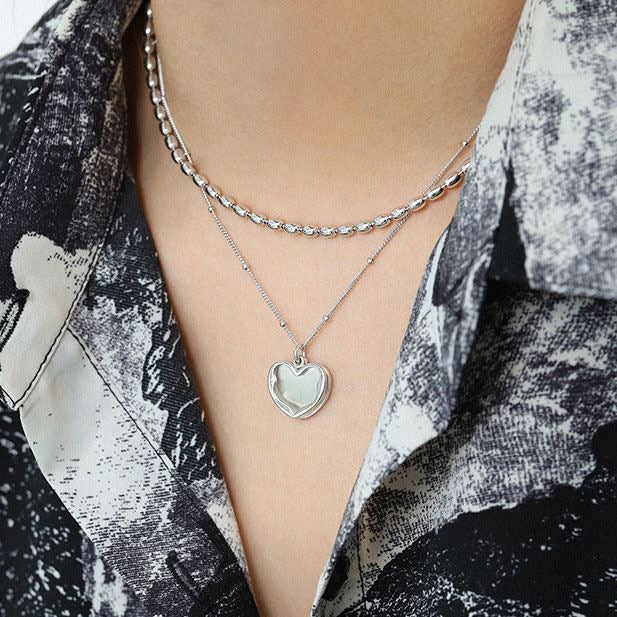 Fashion Irregular Heart Love 925 Sterling Silver Necklace SILVERBENE