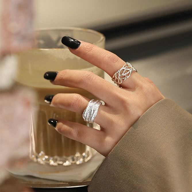 Vintage Irregular Wide Branch Texture 925 Sterling Silver Adjustable Ring SILVERBENE