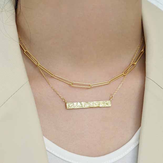 Geometry Rectangle Tag 925 Sterling Silver Necklace SILVERBENE