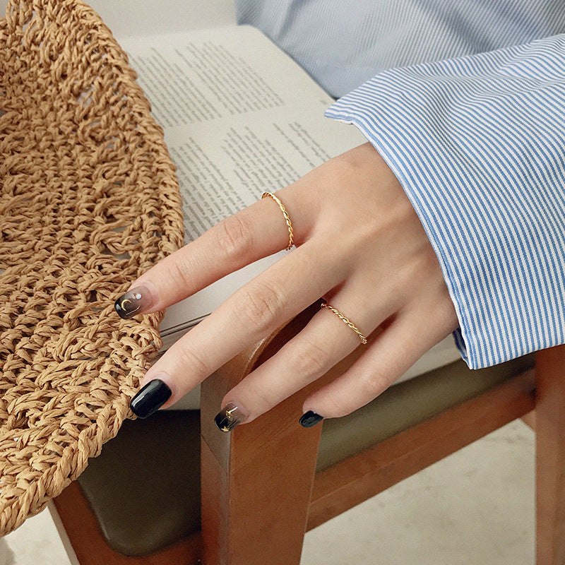 Minimalism Twisted 925 Sterling Silver Ring SILVERBENE