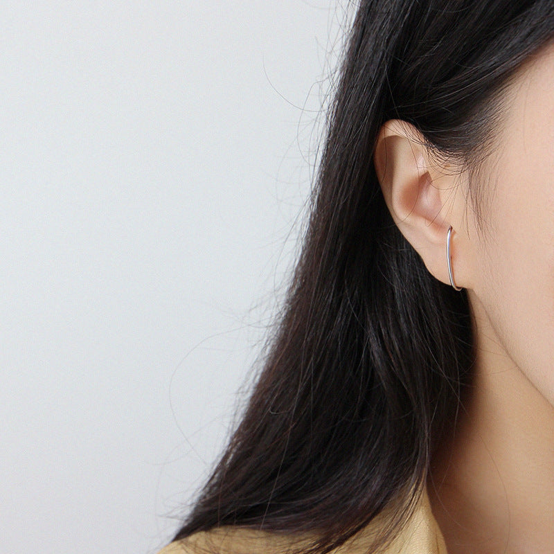 Fashion Beads C Shape New 925 Sterling Silver Stud Earrings SILVERBENE