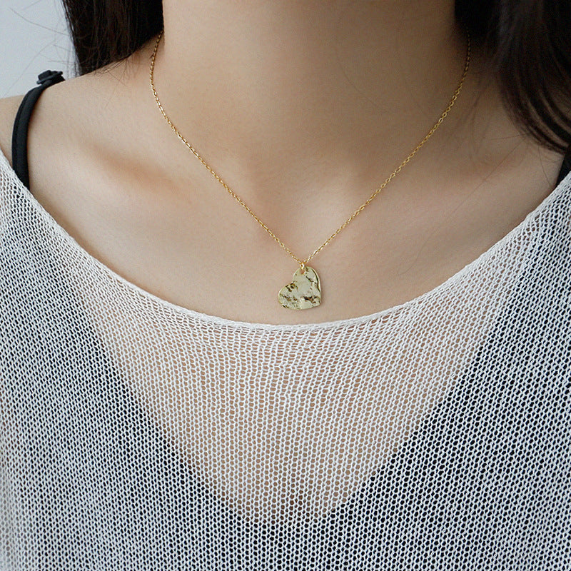 Irregular Surface Heart 925 Sterling Silver Necklace SILVERBENE