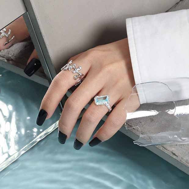 Casual Irregular Flame 925 Sterling Silver Adjustable Ring SILVERBENE