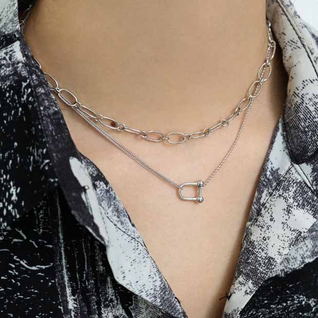 U Shape Fashion 925 Sterling Silver Necklace SILVERBENE