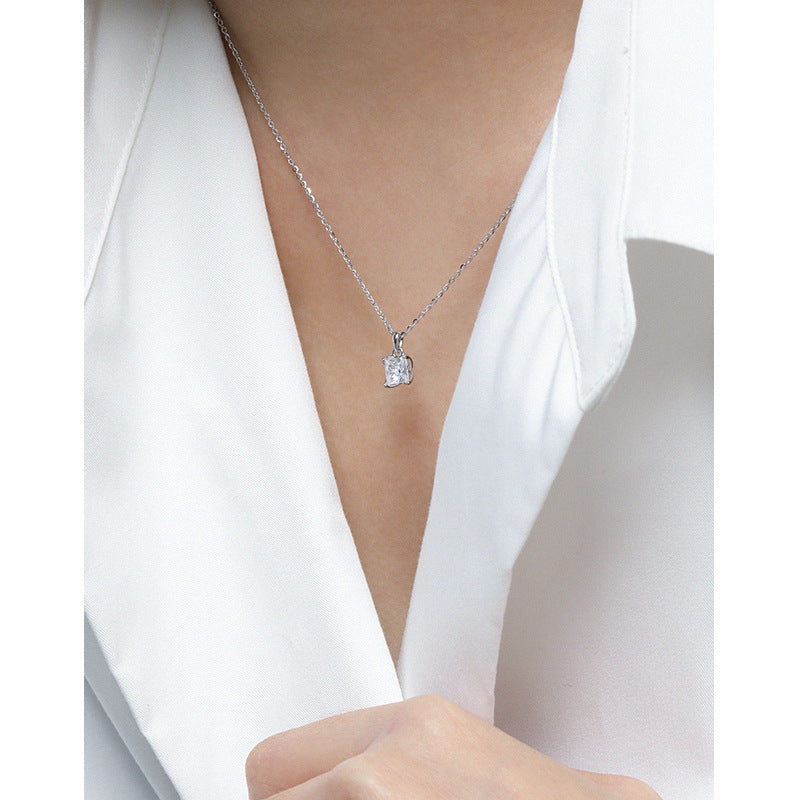 Simple Radiant CZ New 925 Sterling Silver Necklace SILVERBENE