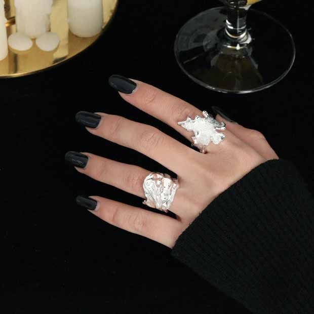 Fashion Irrgular Flame 925 Sterling Silver Adjustable Ring SILVERBENE