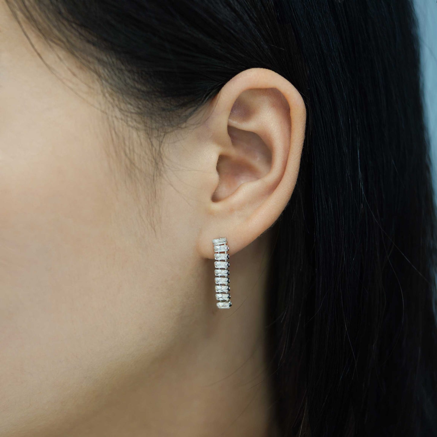 Elegant CZ Chain 925 Sterling Silver Dangling Earrings SILVERBENE