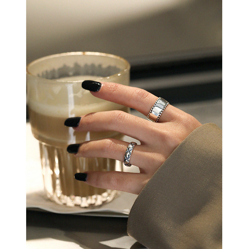 Vintage Letter X Pattern 925 Sterling Silver Adjustable Ring SILVERBENE