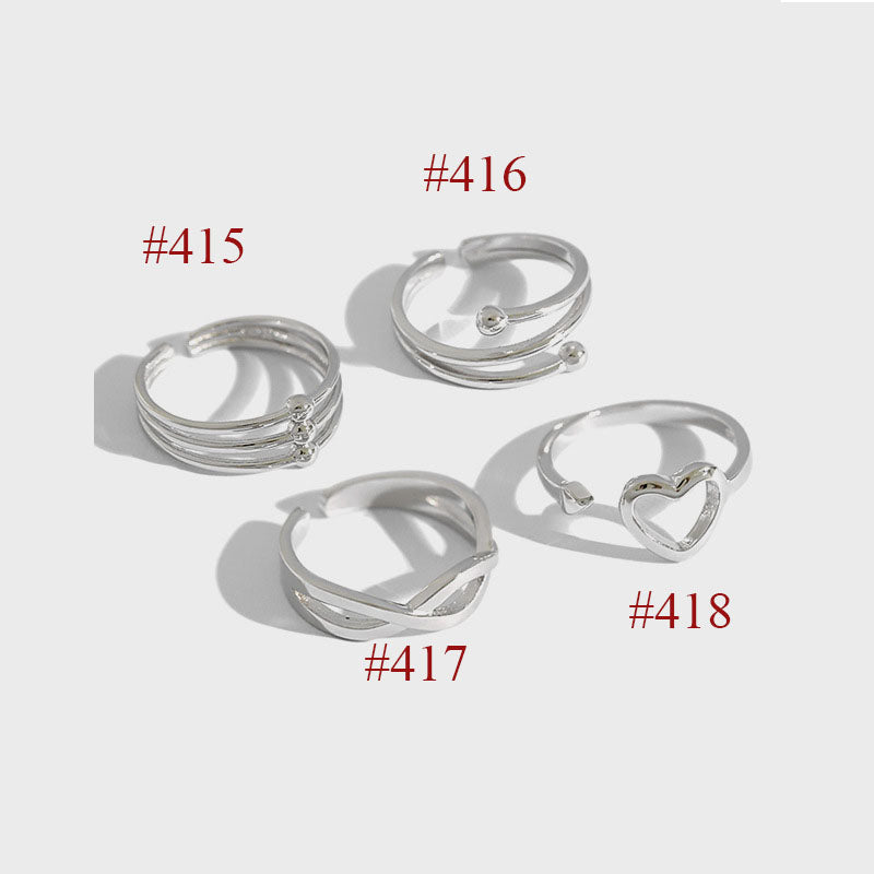 Simple Cross Hollow Heart 925 Sterling Silver Adjustable Ring SILVERBENE