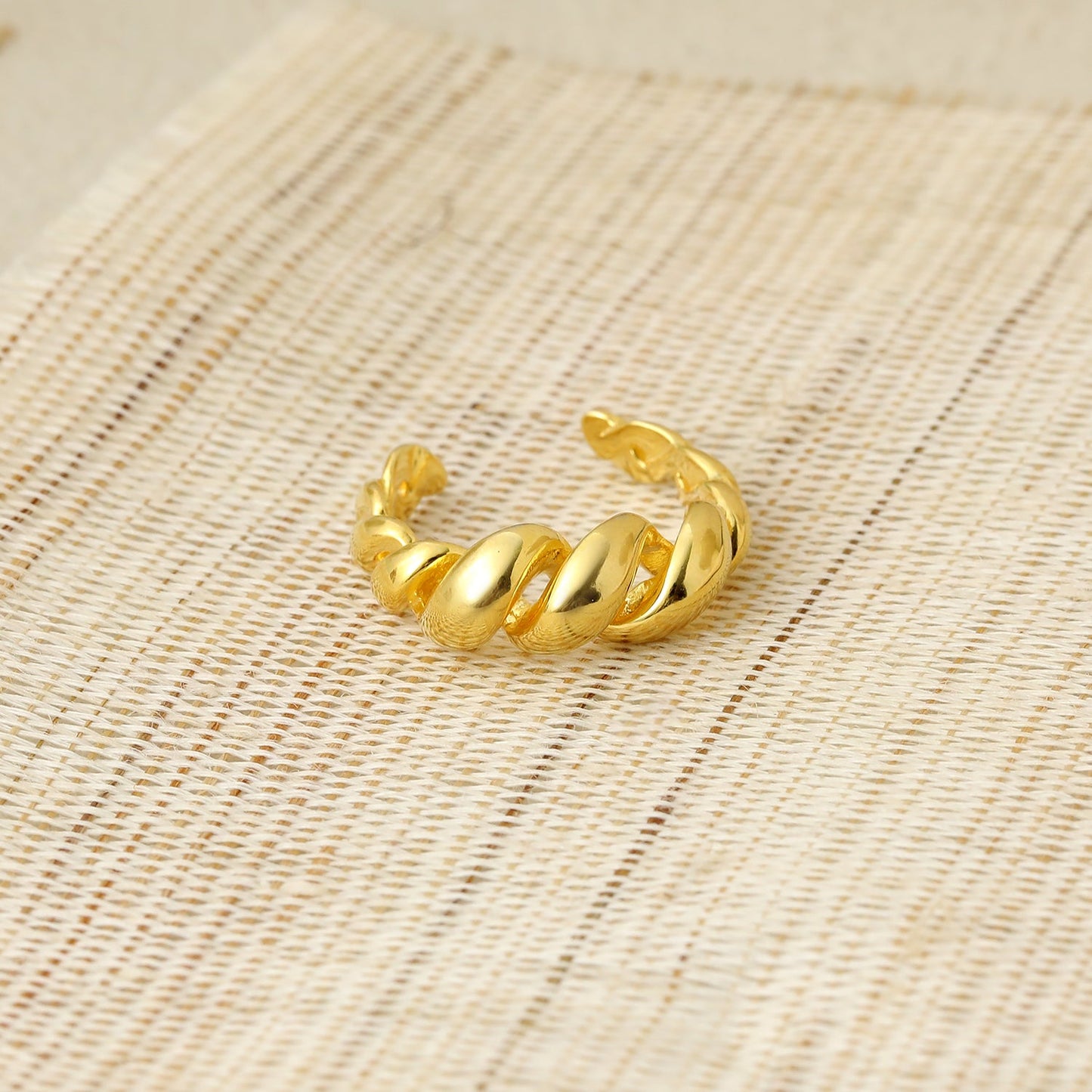 Simple Hollow Out Twisted Rope 925 Sterling Silver Adjustable Ring SILVERBENE