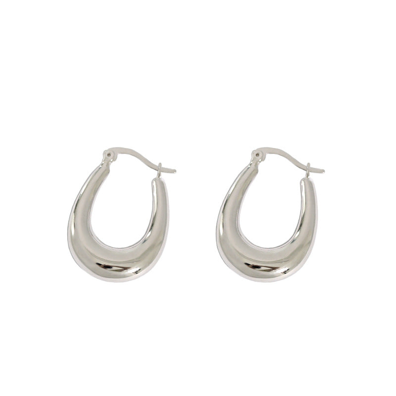 Classic Fashion Letter U Shape 925 Sterling Silver Hoop Earrings SILVERBENE