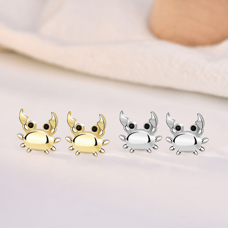 Cute Animal CZ Crab 925 Sterling Silver Stud Earrings SILVERBENE