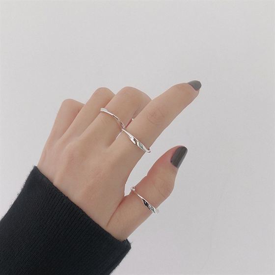 Minimalism Geometric Twisted 925 Sterling Silver Ring SILVERBENE