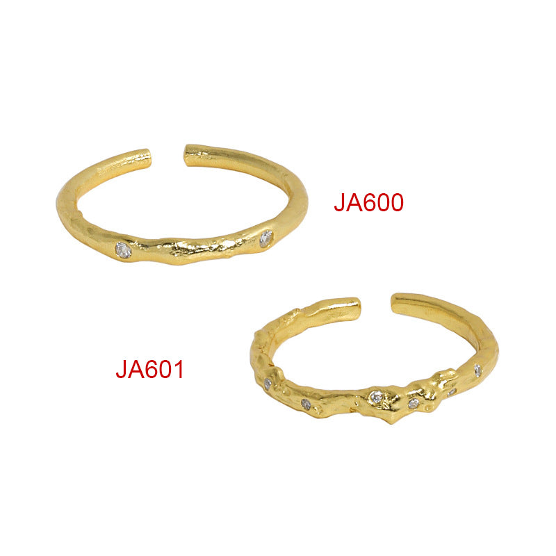 Minimalism CZ Irregular 925 Sterling Silver Adjustable Ring SILVERBENE