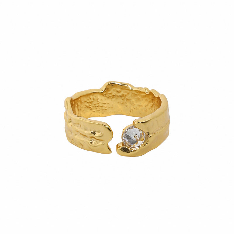 Friend's Irregular Round CZ 925 Sterling Silver Adjustable Ring