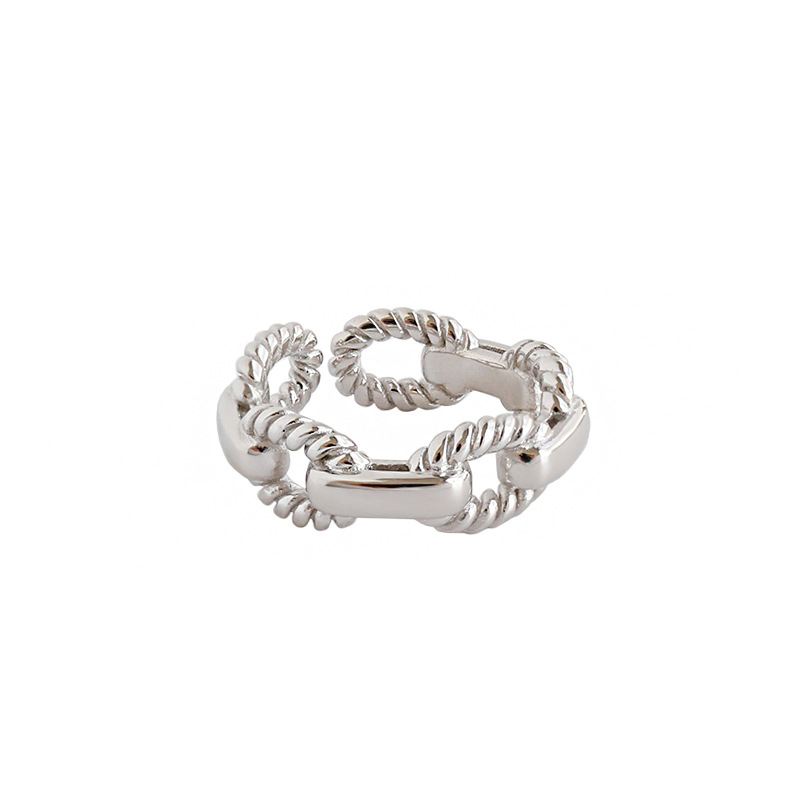 Fashion Twisted Hollow Chain 925 Sterling Silver Adjustable Ring SILVERBENE