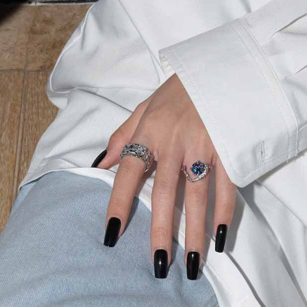 Fashion Irregular Heart CZ 925 Sterling Silver Adjustable Ring SILVERBENE