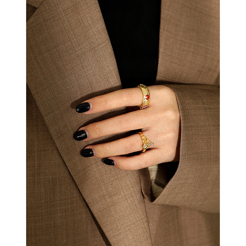 Fashion Colorful Round CZ 925 Sterling Silver Adjustable Ring SILVERBENE