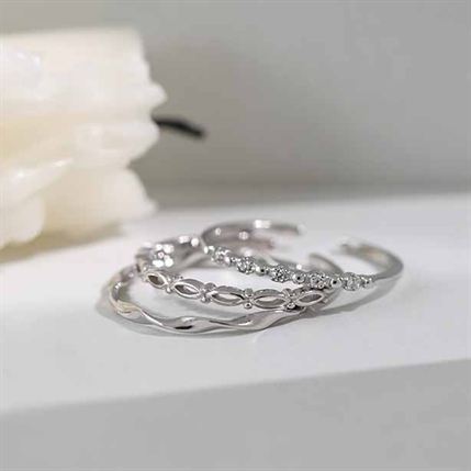 Gift CZ Simple 925 Sterling Silver Adjustable Ring SILVERBENE