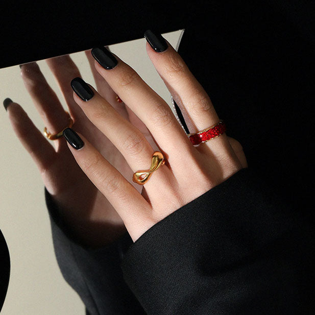 Holiday Epoxy Irregular 925 Sterling Silver Adjustable Ring SILVERBENE