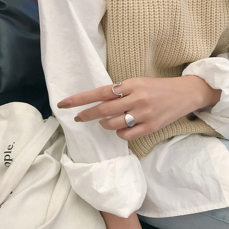 Simple Twisted U Shape 925 Sterling Silver Adjustable Ring SILVERBENE