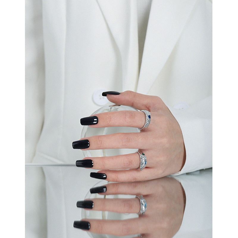 Fashion Blue CZ Irregualr 925 Sterling Silver Ring SILVERBENE