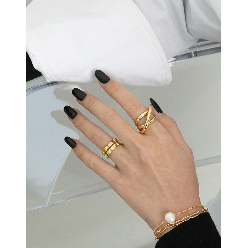 Fashion Double Layer Wheel Gear 925 Sterling Silver Adjustable Ring SILVERBENE