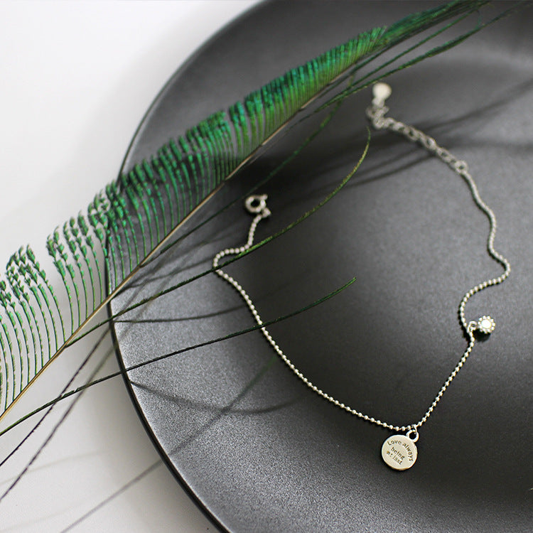 Love Always Being At Last 925 Sterling Silver Bead White CZ Foot Anklet SILVERBENE