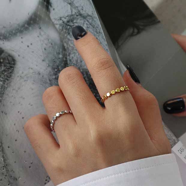 Geometry Oblate Bead 925 Sterling Silver Ring SILVERBENE