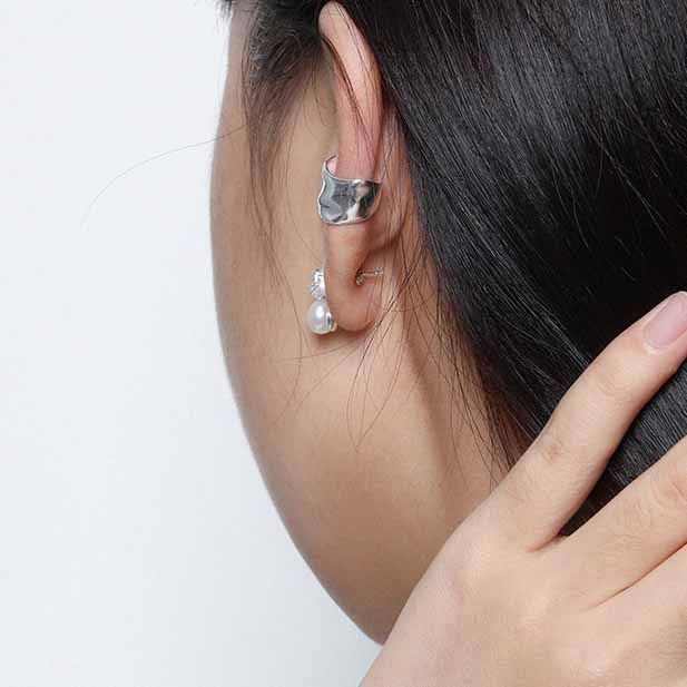 Holiday Irregular River 925 Sterling Silver Non-Pierced Earring(Single) SILVERBENE