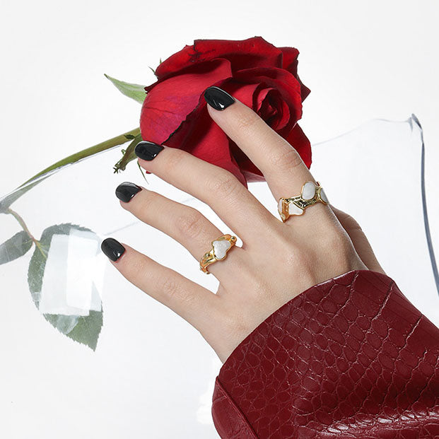 Women Irregular CZ Heart 925 Sterling Silver Adjustable Ring SILVERBENE