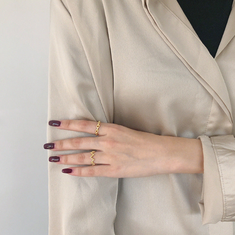 Classic Hollow Chain Fashion 925 Sterling Silver Adjustable Ring SILVERBENE