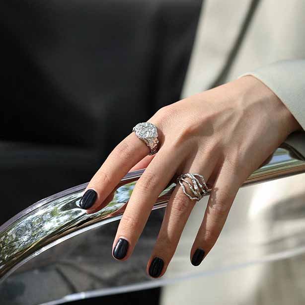 Irregular Hollow Multi Layer 925 Sterling Silver Adjustable Ring SILVERBENE