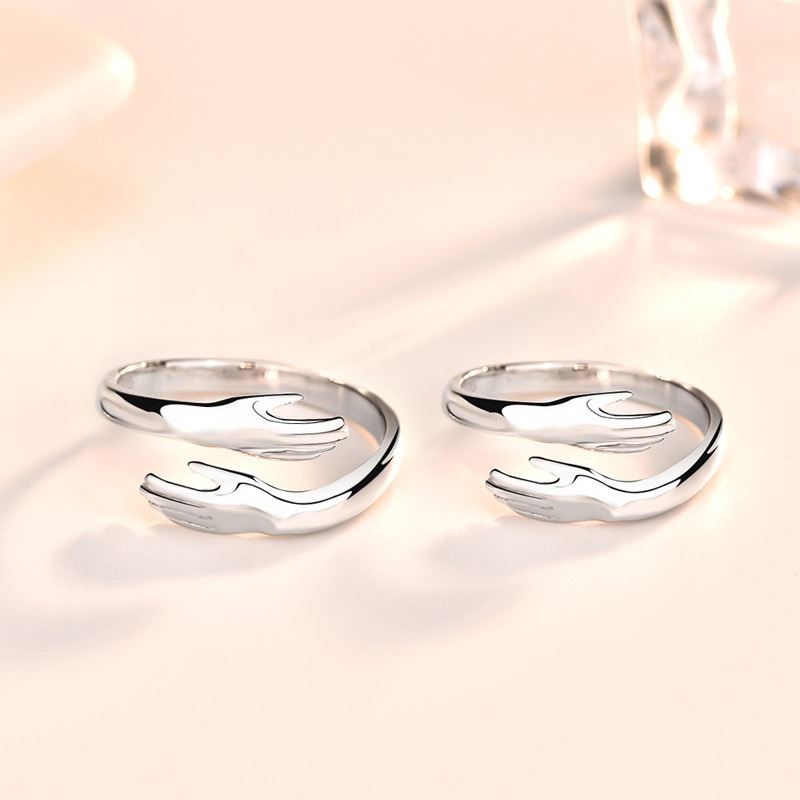 New Embrace You with Both Hands 925 Sterling Silver Adjustable Promise Ring SILVERBENE