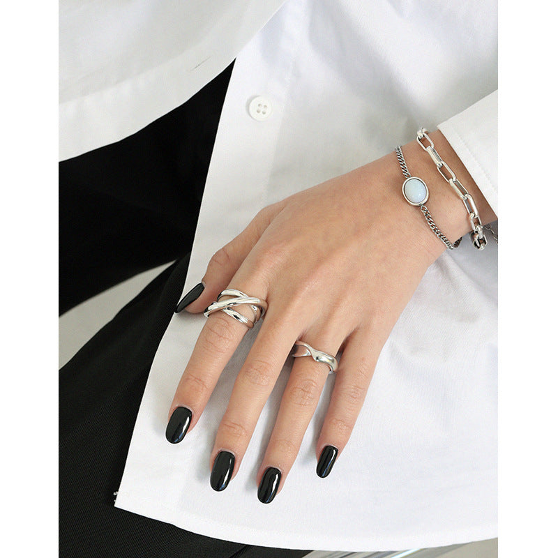 New Twisted Wide 925 Sterling Silver Adjustable Ring SILVERBENE