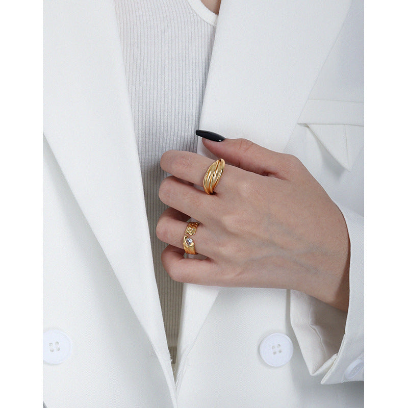 Friend's Irregular Round CZ 925 Sterling Silver Adjustable Ring