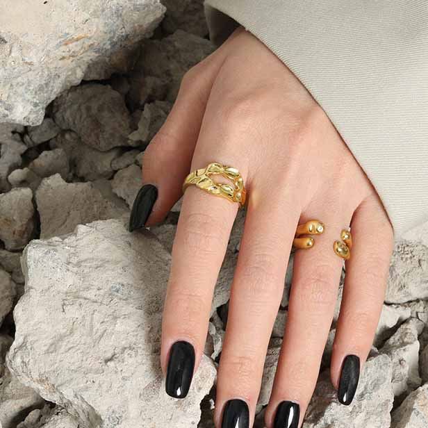 Fashion Irregular Lip 925 Sterling Silver Adjustable Ring SILVERBENE