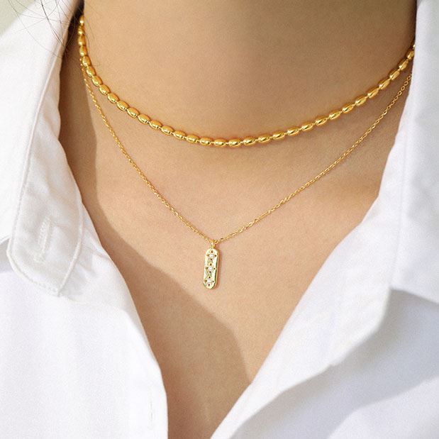 Elegant CZ Geometry CZ Star Tag 925 Sterling Silver Necklace SILVERBENE