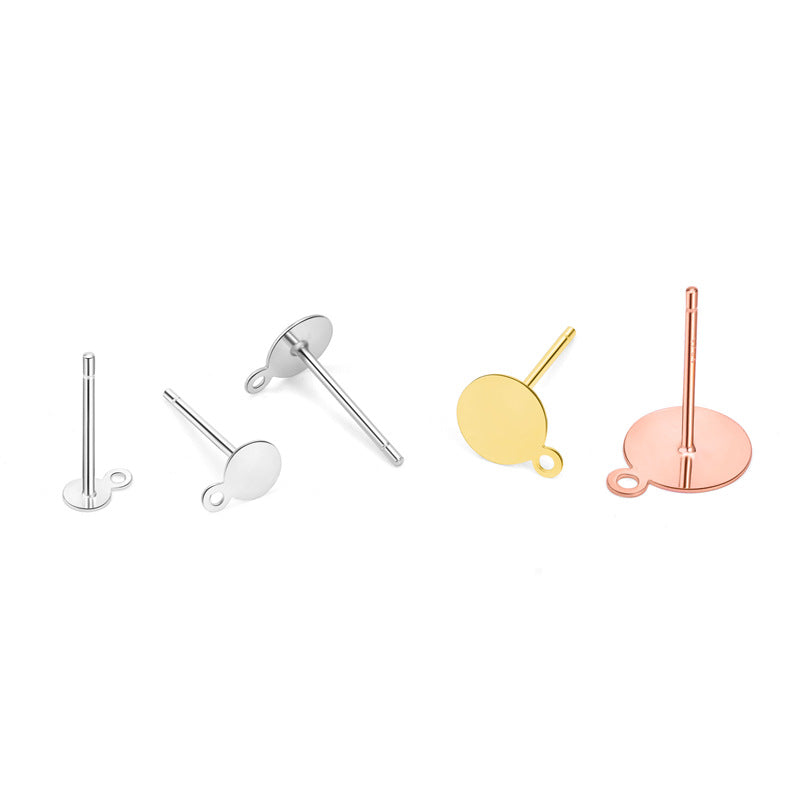 Classic Flat Round Pearl Pinto 925 Sterling Silver Stud Earrings SILVERBENE