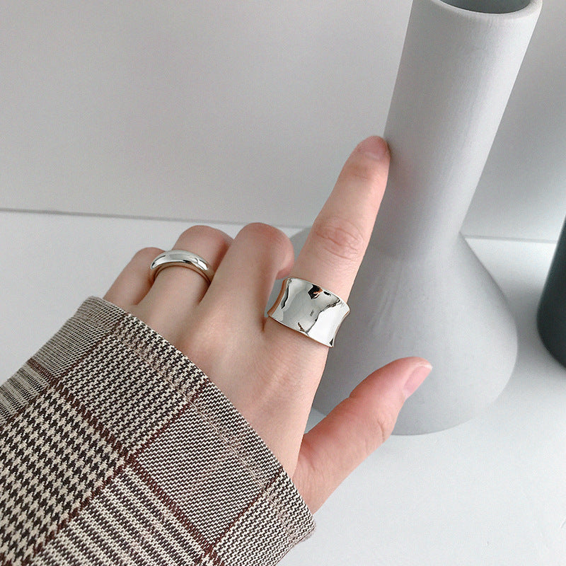 Office Wide Irregular 925 Sterling Silver Adjustable Ring SILVERBENE