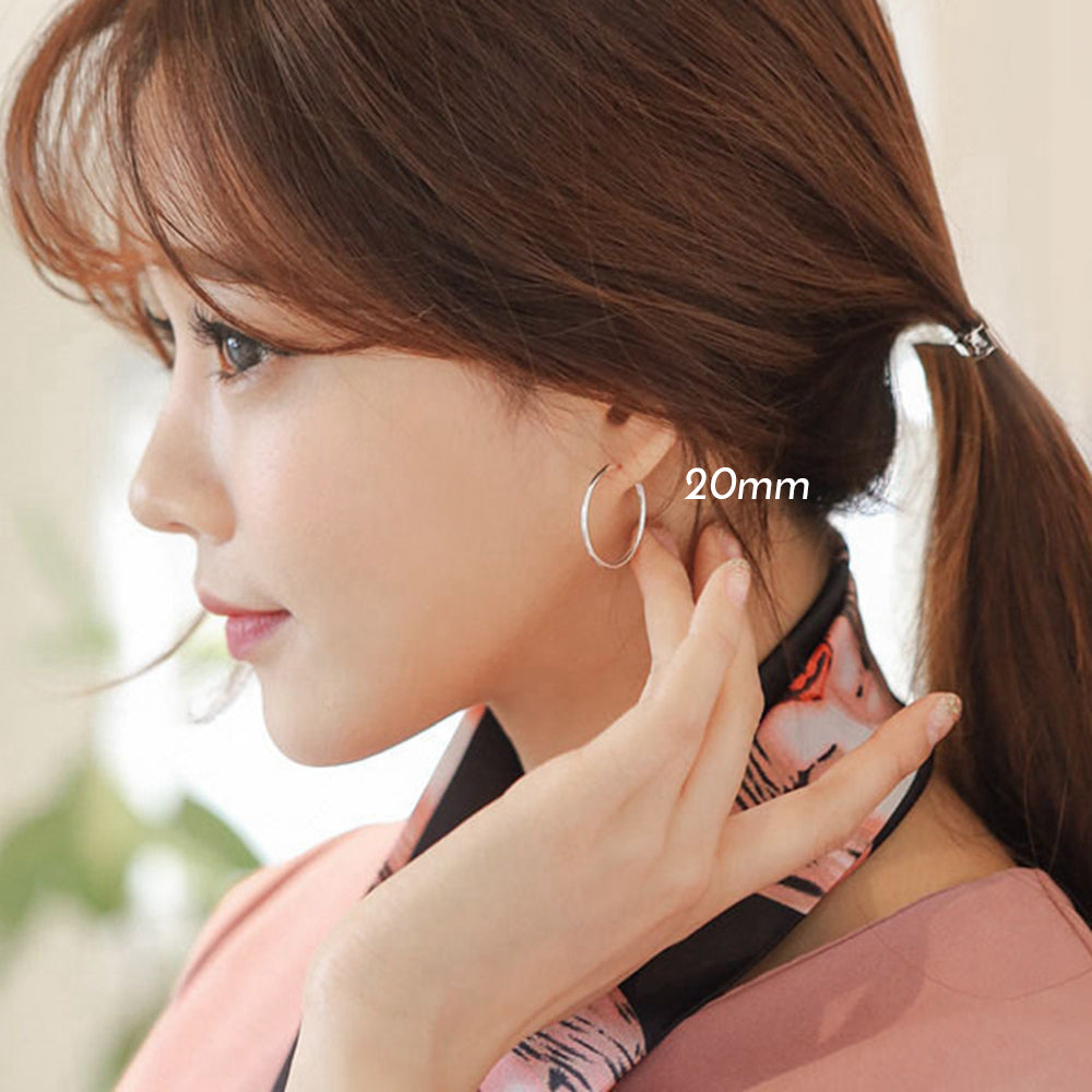 Simple Concise Elegant Women 925 Sterling Sliver Huggie Hoop Earrings SILVERBENE