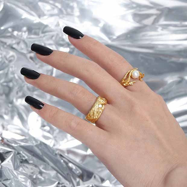 Classic CZ Irregular 925 Sterling Silver Adjustable Ring SILVERBENE